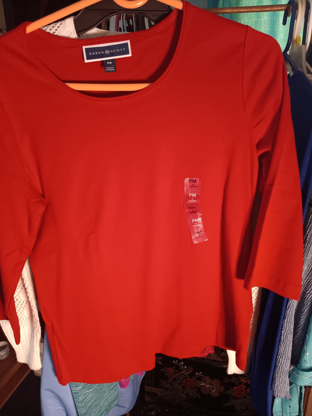 Karen Scott Red Crewneck Stretch Top